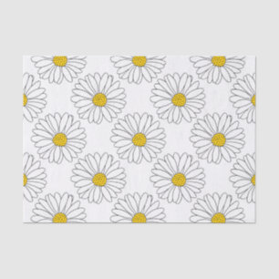 Gelbes weißes Daisy-Muster Seidenpapier