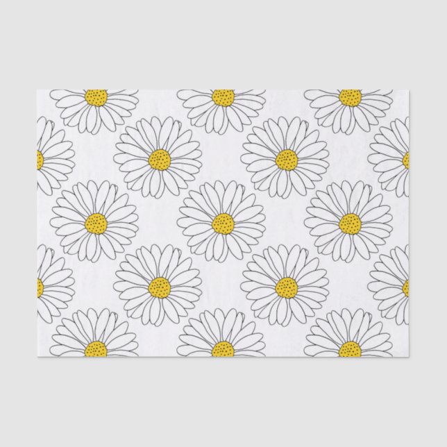 Gelbes weißes Daisy-Muster Seidenpapier (Vorderseite)