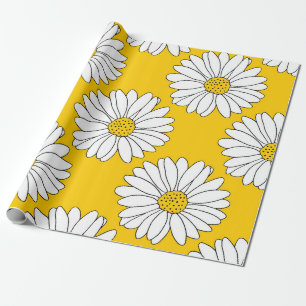 Gelbes weißes Gänseblümchen-Muster 2 Geschenkpapier