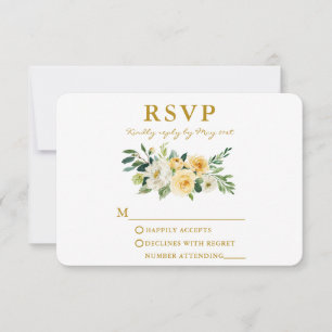 Gelbes weißes Geflora Elegantes Gold RSVP Karte