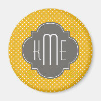 Gelbes weißes Polka-Dosen Quatrefolienmonogramm