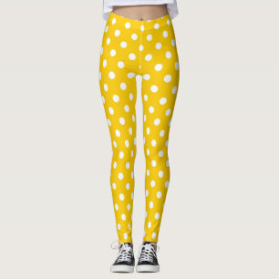 Gelbes weißes Polka Dots Design Leggings