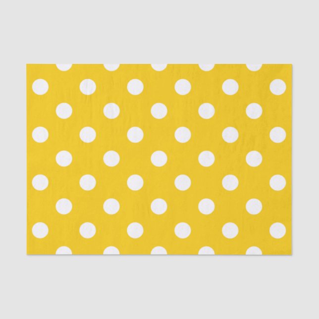 Gelbes weißes Polka Dots Design Seidenpapier (Vorderseite)