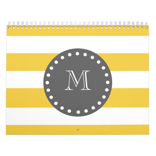 Gelbes weißes Streifen-Muster, Karkohlemonogramm Kalender (Titelbild)