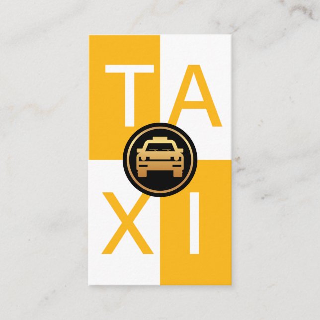 Gelbes weißes Taxi Kästchen Fahren Visitenkarte (Vorderseite)