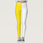 Gelbes weißes, zweiteiliges Design Leggings<br><div class="desc">Gelb und Weiß Zwei-Tone-Farbtrennseiten entwerfen Leggings</div>
