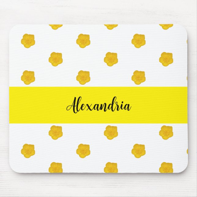 Gelbes Wildblumen-Foto-Name Mousepad (Vorne)
