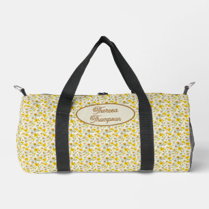 Gelbes Wildblumen-Muster Monogramm Name Duffle Bag