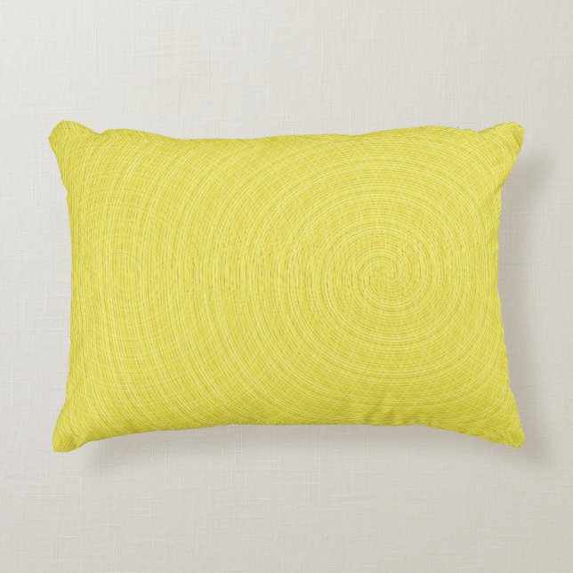 🍭 gelbes Wirbels-Baumwollakzent-Kissen 16" X12 " Dekokissen (Vorderseite)