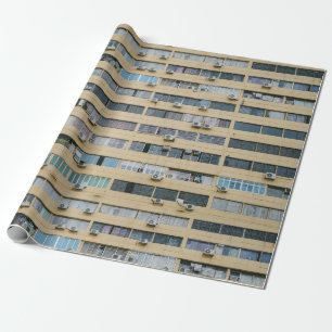 Gelbes Wohnungs-Gebäude Geschenkpapier