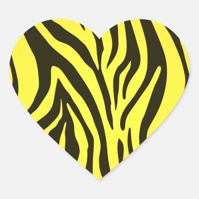 Gelbes Zebra-Tiermuster Herz-Aufkleber (Vorderseite)