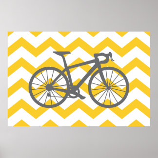 Gelbes Zickzack-Grau-Bike-Poster Poster