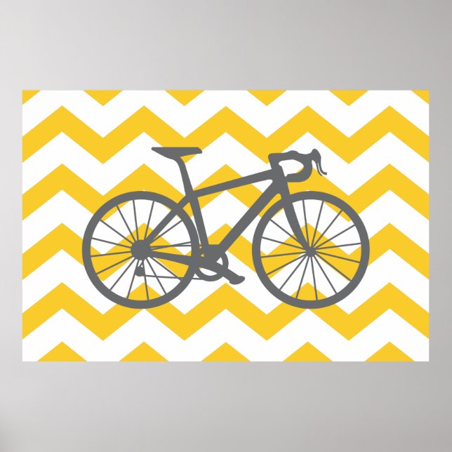 Gelbes Zickzack-Grau-Bike-Poster Poster (Vorne)