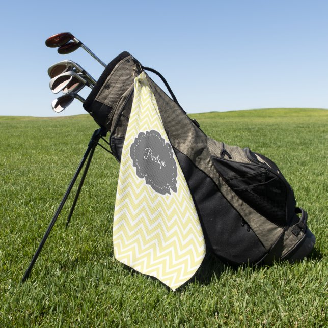 Gelbes Zickzack Personalisiertes Golfhandtuch (Gras)