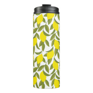 Gelbes Zitronenbaum nahtlos Thermosbecher