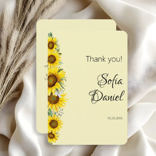 Gelbfarbene Sonnenblume Flat Danke Karte