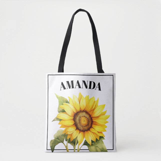 Gelbfarbener, gewendeter Name Sonnenblume Tasche (Vorderseite)
