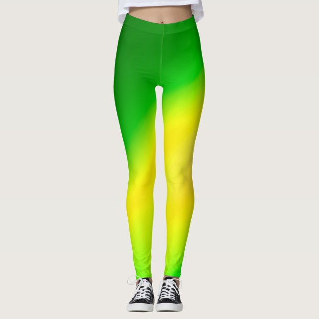 Gelbfarbener Omelon Doppelstreifen Leggings (Vorderseite)
