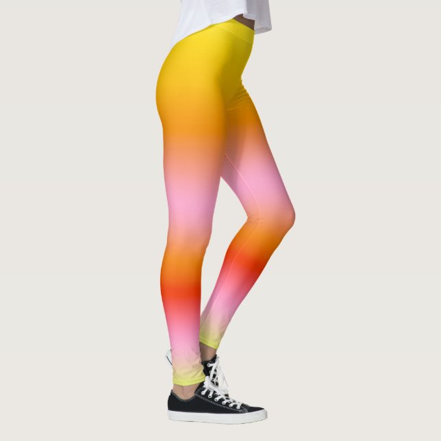 Gelbfarbener Orangenrosa im Sommer, druckt Leggings (Rechts)