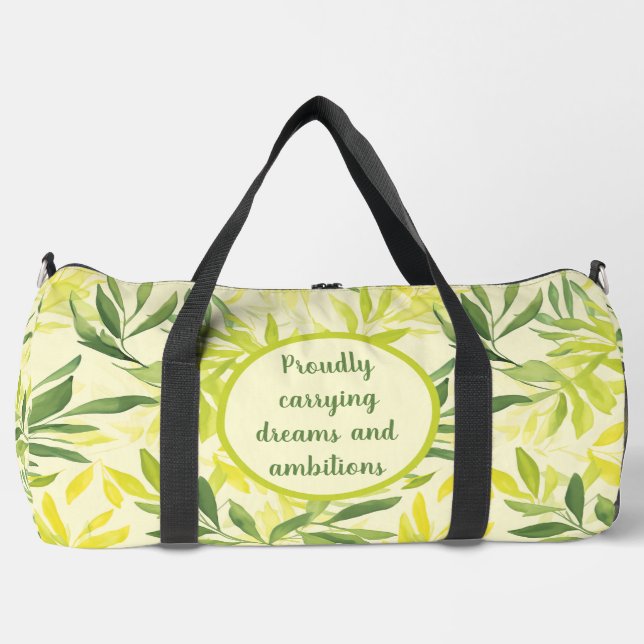 Gelbfarbenes Leaf-Muster Duffle Bag (Vorderseite)
