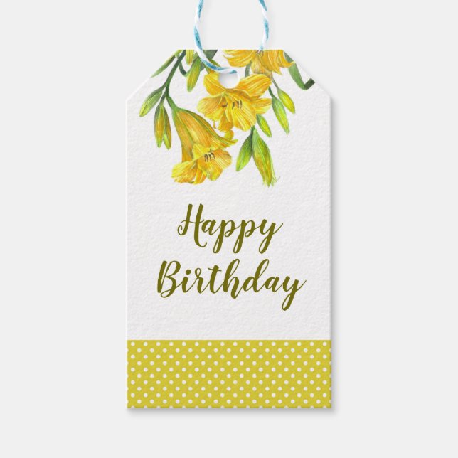 Gelbfärbung Lilies florale Malerei Geschenkanhänger (Vorderseite)