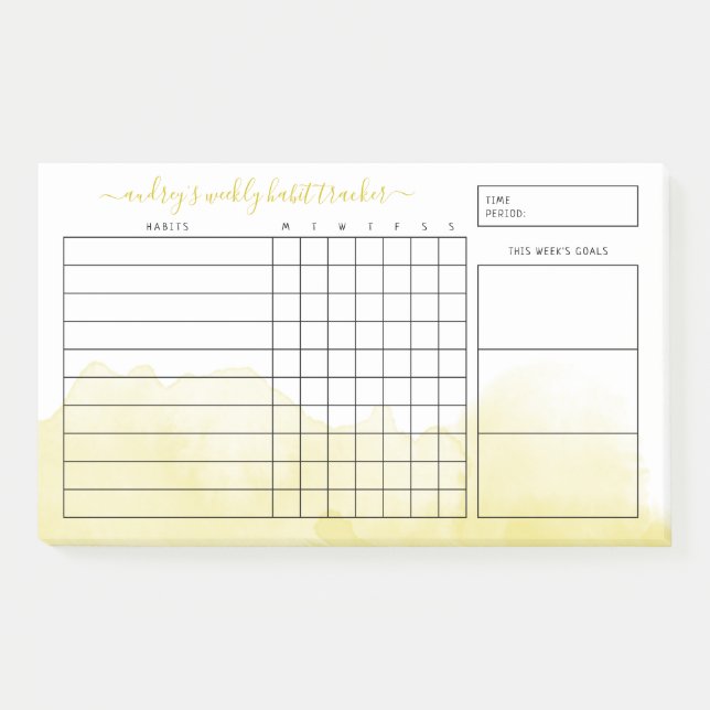 Gelbfärbung Wash Weekly Habit Tracker Post-it Klebezettel (Vorderseite)