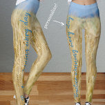 Gelbfeld Leggings<br><div class="desc">Sommersonnige Felder unter blauem Himmel. Rustikale Hütte, Landhausstil. Sie können den Text ("Praxissieg jeden Tag") durch Ihre eigene Nachricht ersetzen.</div>