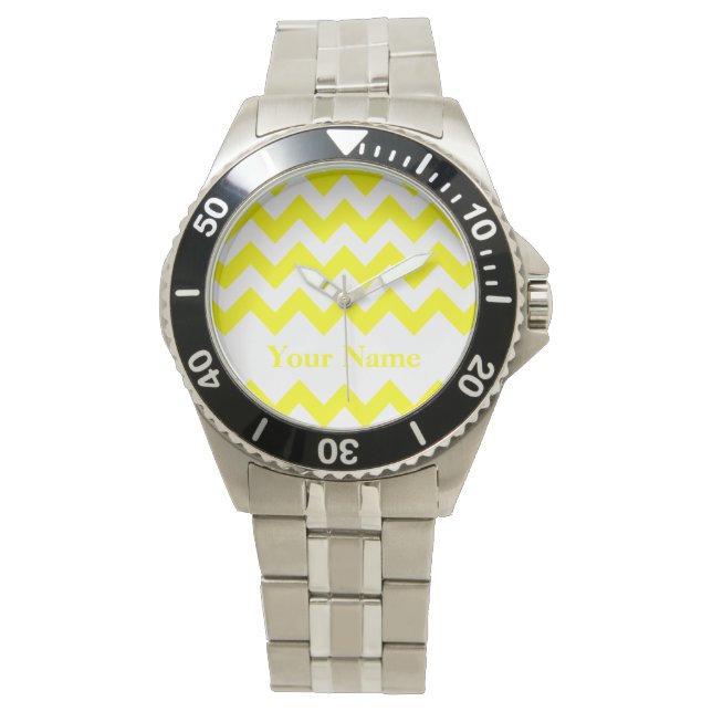 Gelbfett Zickzack mit Monogramm Armbanduhr (Vorderseite)