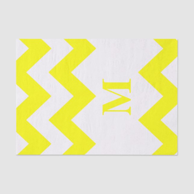 Gelbfett Zickzack mit Monogramm Seidenpapier (Vorderseite)