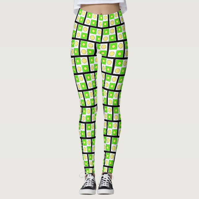 Gelbgelb und orange Abstrakte Formen Leggings (Vorderseite)