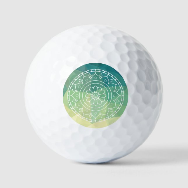 Gelbgelbe Mandala Inspiration Harmonie Blume Golfball (Vorderseite)