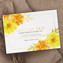 Gelbgelbe Marigold Wasserfarbe Save the Date