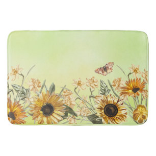 Gelbgelbe Ombre Aquarellblau Sonnenblume Badematte