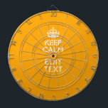 Gelbgelber Akzent Behalte Ruhe und Text Dartscheibe<br><div class="desc">Ihr personalisiertes, Behalte Sprichwort in einem feinen, goldgelben Akzent-Dekor. Ein personalisiertes Sprichwort im Stile von Calm auf einem freundlichen Geschenk. Humorvoll oder skurril versuchen Sie Ihre kreativen Worte auf zwei bearbeitbaren Textzeilen. Vergessen Sie nicht, HAUPTSTÄDTE für beste Ergebnisse zu verwenden. Verwenden Sie den Link "Diesen Designer Gefragt", um uns mit...</div>