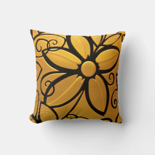Gelbgelbes Blumendesign Kissen