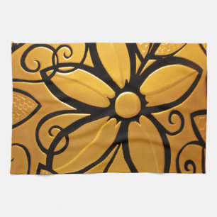 Gelbgelbes Blumendesign Küchentuch