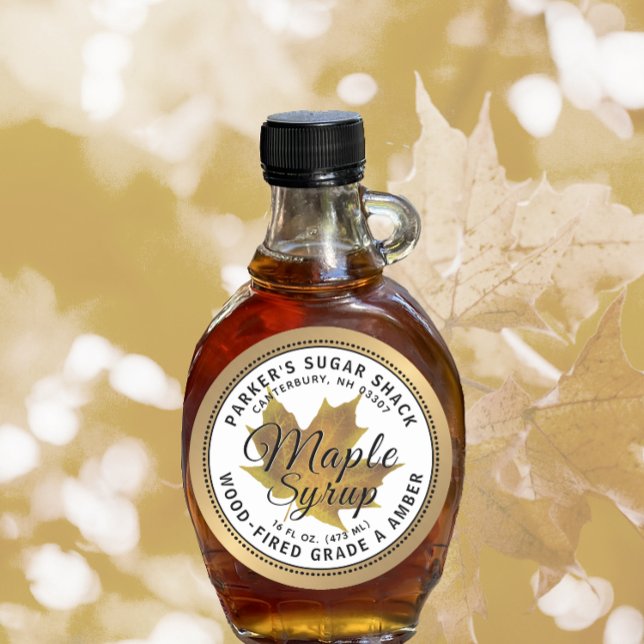 Gelbgelbes Gelb-Leaf-Etikett für holzbefeuertes Ah Runder Aufkleber (Von Creator hochgeladen)