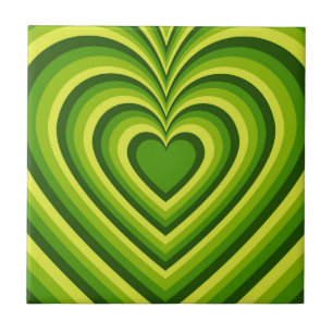 Gelbgelbes Hypnotic Herz Liebe Muster Fliese