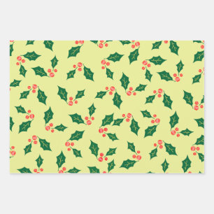 Gelbgelbes, weißes Mistletogramm Geschenkpapier Set