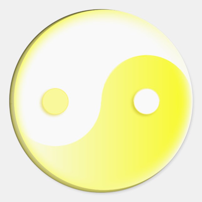 Gelbgelbes Yin/Yang-Symbol Runder Aufkleber (Vorderseite)