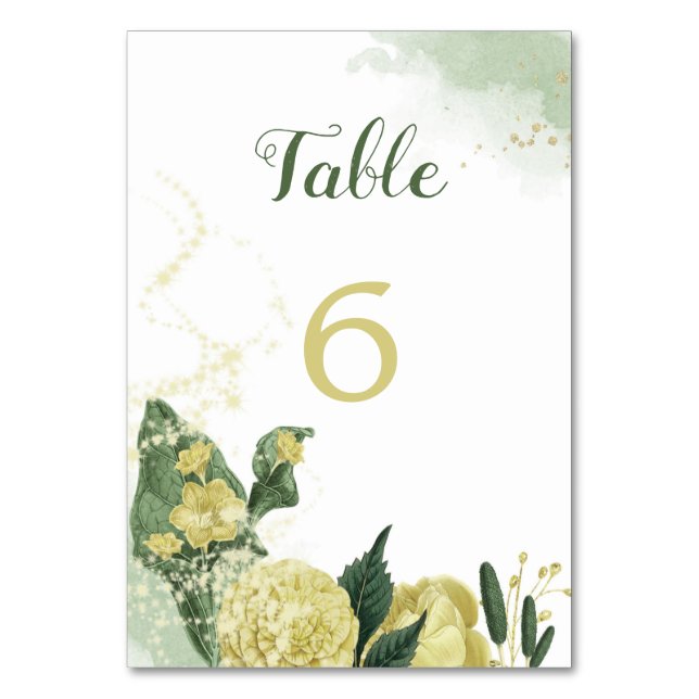 Gelbgold-Blume botanisch Tischnummer (Vorderseite)