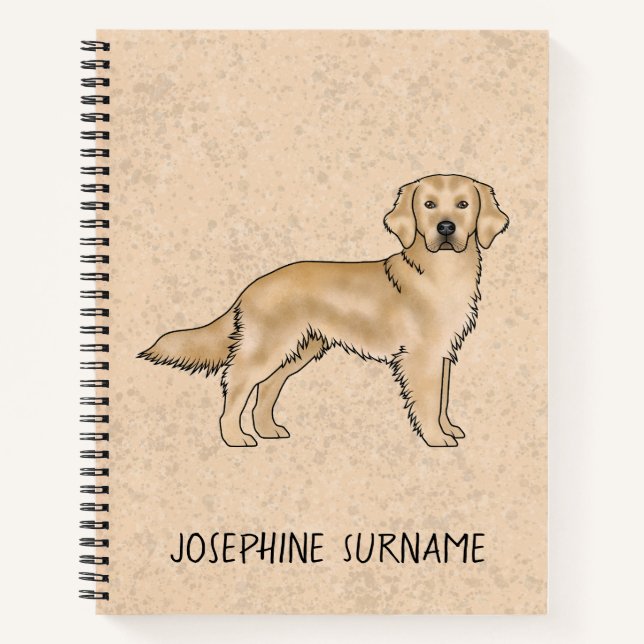 Gelbgoldener Niedlicher Hund mit benutzerdefiniert Notizbuch (Vorderseite)