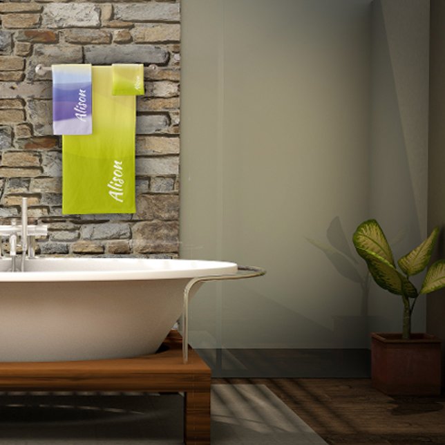 Gelbgradientenlavene abstrakter Name Badhandtuch Set (Von Creator hochgeladen)