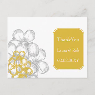 gelbgraue Blumenhochzeit Danke Postkarte
