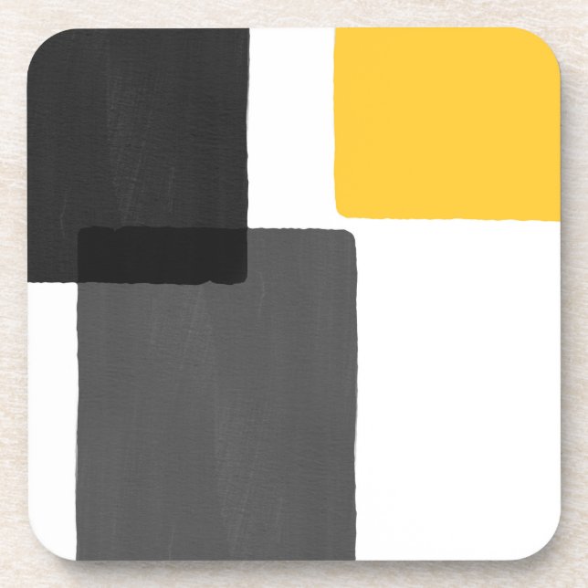 Gelbgraue Schwarz-weiß Moderne Minimalistisch Getränkeuntersetzer (Vorderseite)