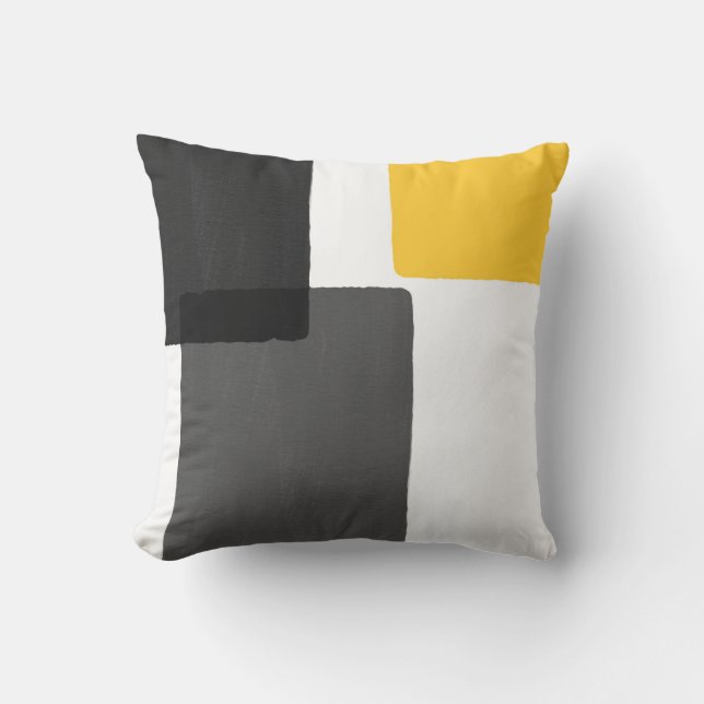 Gelbgraue Schwarz-weiß Moderne Minimalistisch Kissen (Vorderseite)
