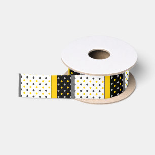Gelbgraue schwarze und weiße Polka Dot Moderne Satinband