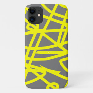 Gelbgraues abstraktes Kunst iPhone 11 Case