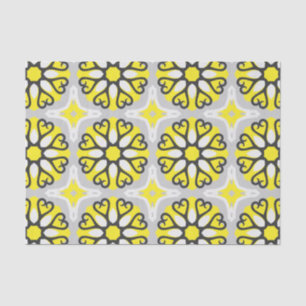 Gelbgraues weißes Mosaikmuster Seidenpapier