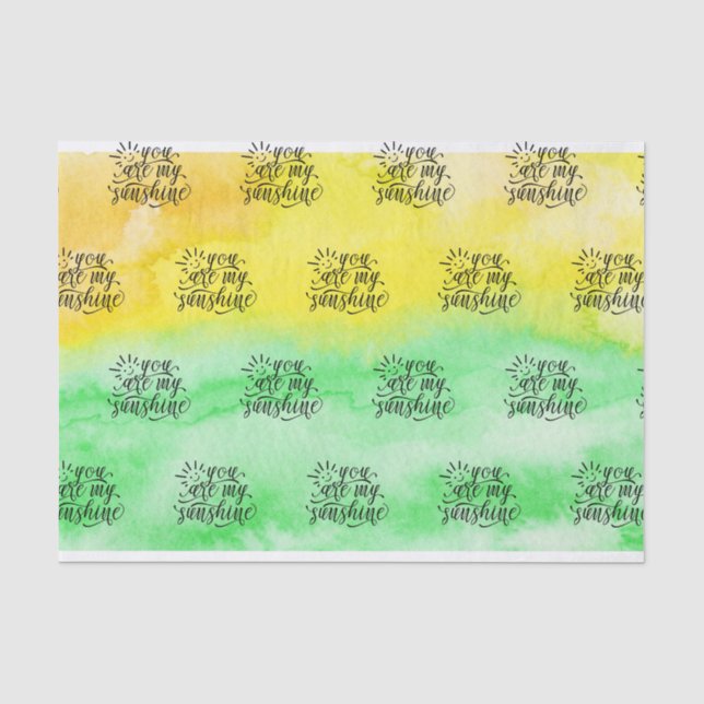Gelbgrün-Aquarell sind Sie mein Sonnenschein Seidenpapier (Vorderseite)
